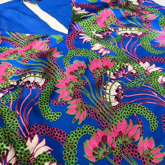 Tintoretto Puff-Sleeve/Cap-Sleeve Lined Silky Colorful Blouse - XS/S - Picture 10 of 13